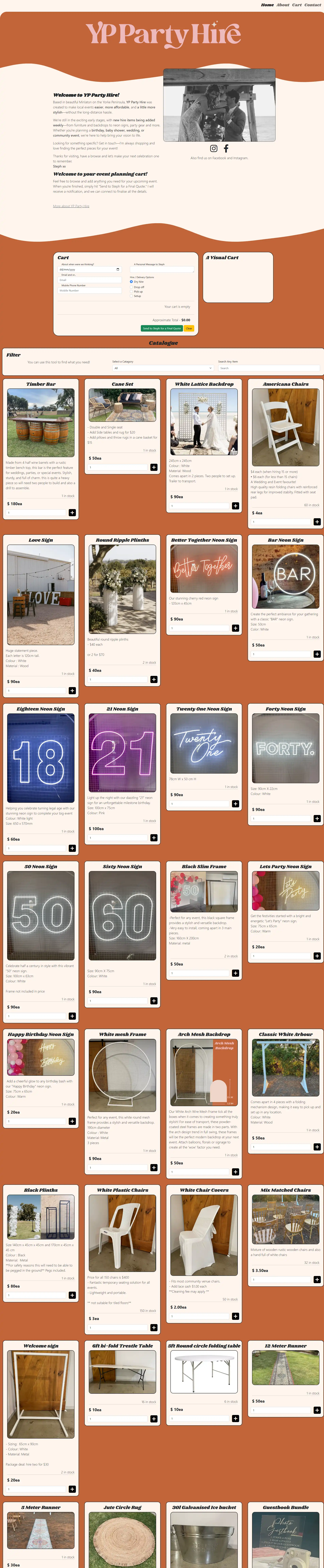 yppartyhire.com.au screenshot